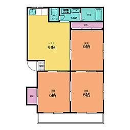 三上アパート 2階3LDKの間取り