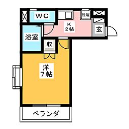 たまごびる 5階1Kの間取り