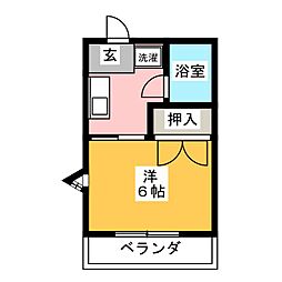 グリーンパーク 3階1Kの間取り