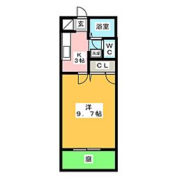 サン・マツモトＡ 1階1Kの間取り