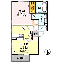 Park Avenue 1階1LDKの間取り