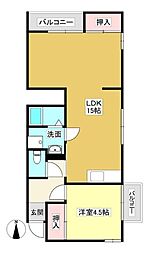 ネヴァーハウス 2階1LDKの間取り