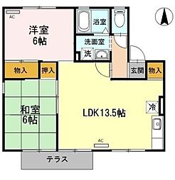 パークハウス鷹丘　Ｃ棟 1階2LDKの間取り