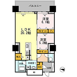 セントラルレジデンス 10階2LDKの間取り