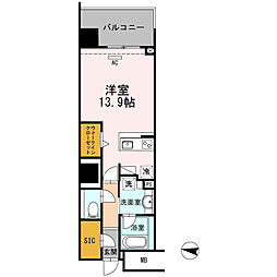 セントラルレジデンス 5階ワンルームの間取り
