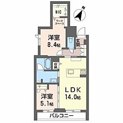 シャーメゾンＡｒｔｓｙ 2階2LDKの間取り
