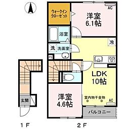 Strahl　B 2階2LDKの間取り