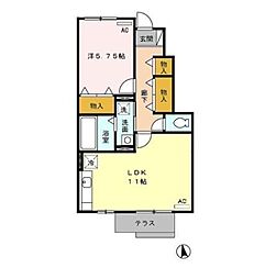 バイオ21　15-17 1階1LDKの間取り
