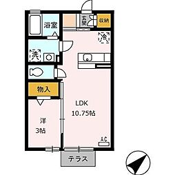 アゼリアコート 1階1LDKの間取り