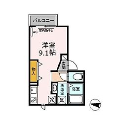 ぱるタウン乗小路 ワンルームの間取図画像