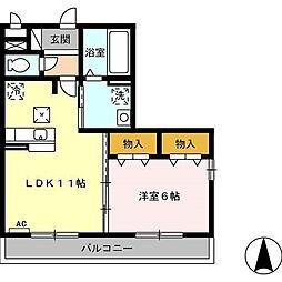 プレジール多米 1LDKの間取図画像
