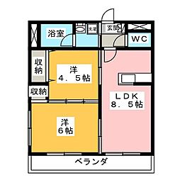 ベルメゾンA 2DKの間取図画像