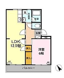 サンヒルズ鷹丘C 1LDKの間取図画像