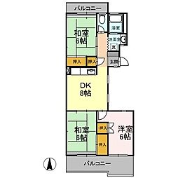 平川ガーデンハイツ 3DKの間取図画像