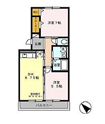 パークサイド前田 2LDKの間取図画像
