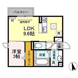 歩夢2 1LDKの間取図画像
