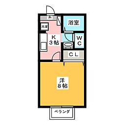 メゾンドラヴィ井原 1Kの間取図画像