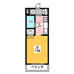 下地ハイツ ワンルームの間取図画像