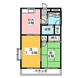 パークハイツ前田 2DKの間取図画像