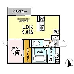 歩夢2 1LDKの間取図画像