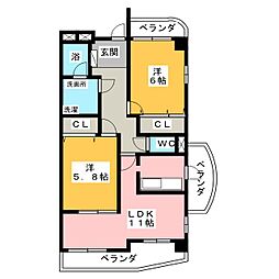 ニュードルチェ 2LDKの間取図画像