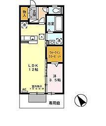 ル・ヴェール 1LDKの間取図画像
