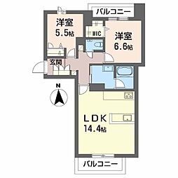 シャーメゾンOlive 2LDKの間取図画像