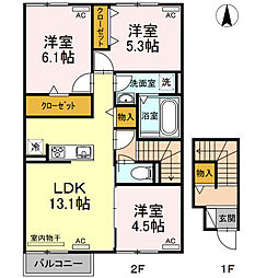ロワジール多米 3LDKの間取図画像
