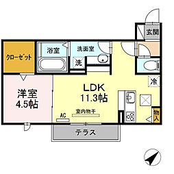 アメニティ橋口 1LDKの間取図画像
