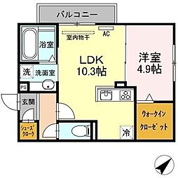 アメニティ橋口 1LDKの間取図画像