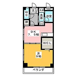 アゼリア東幸B 1DKの間取図画像