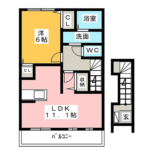 フィオーレ ｜愛知県一宮市森本２丁目(賃貸アパート1LDK・2階・46.09㎡)の写真 その2