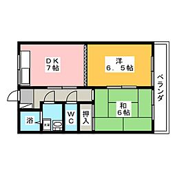グリーンハイツ 2DKの間取図画像
