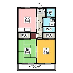 グリーンハイツ 2DKの間取図画像