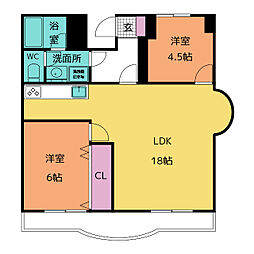 グリーンハイツ 2LDKの間取図画像