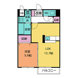 ルーチェユタカ 1LDKの間取図画像