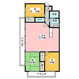 グランプラス西島 8階3LDKの間取り