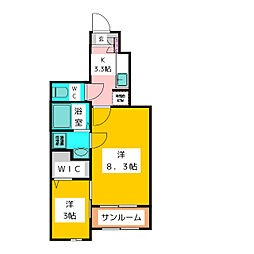 カーサ　ミヤビI 1階1SKの間取り
