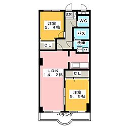 ペティハウスロベリア 2LDKの間取図画像