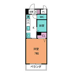 クリエイティブ一宮 6階1Kの間取り