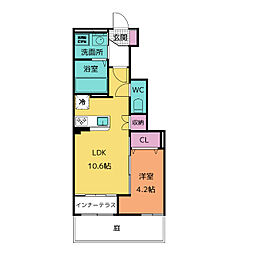 M’sルミナス 1階1LDKの間取り