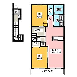 フォルッシュ　ドライII 2階2LDKの間取り