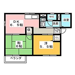 コーポなすII 2階2DKの間取り