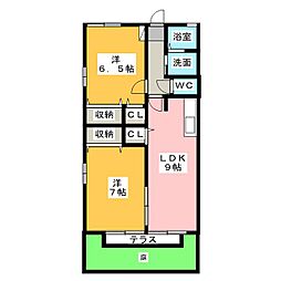レトア花池1 2LDKの間取図画像