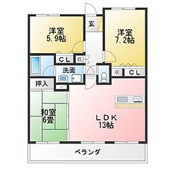 アーバンドリーム森本 3LDKの間取図画像