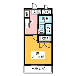 オリーブ館 1Kの間取図画像
