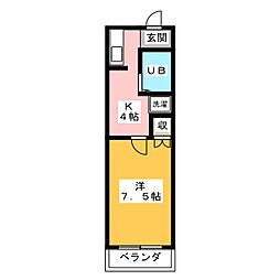 ベストハイツ三ツ井2 1Kの間取図画像
