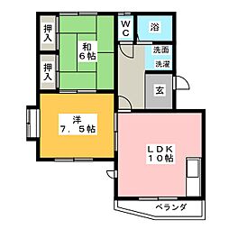 サンライフ五条 2LDKの間取図画像