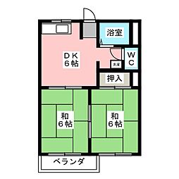 ドミールハラ・A 2DKの間取図画像