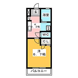 大宮サンハイム 1Kの間取図画像